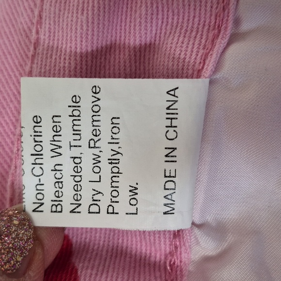 Women's Pink Wide Leg Jeans With Heart Pattern Size XS - Picture 6 of 7